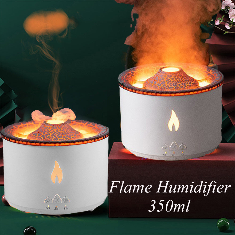 Creative Volcano Flame Diffuser Aroma Humidifier with Mesmerizing Jellyfish Mist Effect