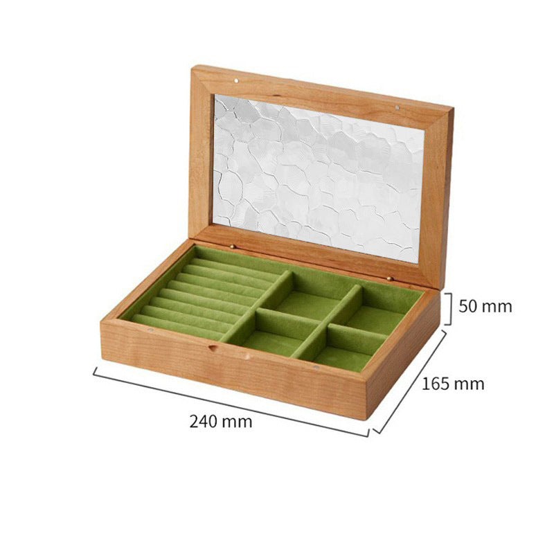 Handcrafted Wooden Jewelry Organizer with Glass Display & Secure Magnetic Closure