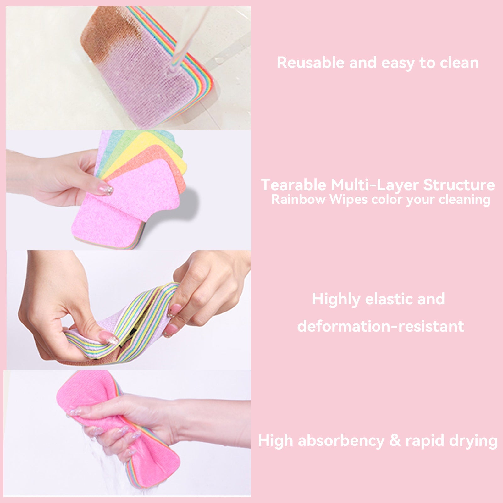 12 Layer Microfiber Cleaning Pad Reusable Super Absorbent for Kitchen Bathroom and More