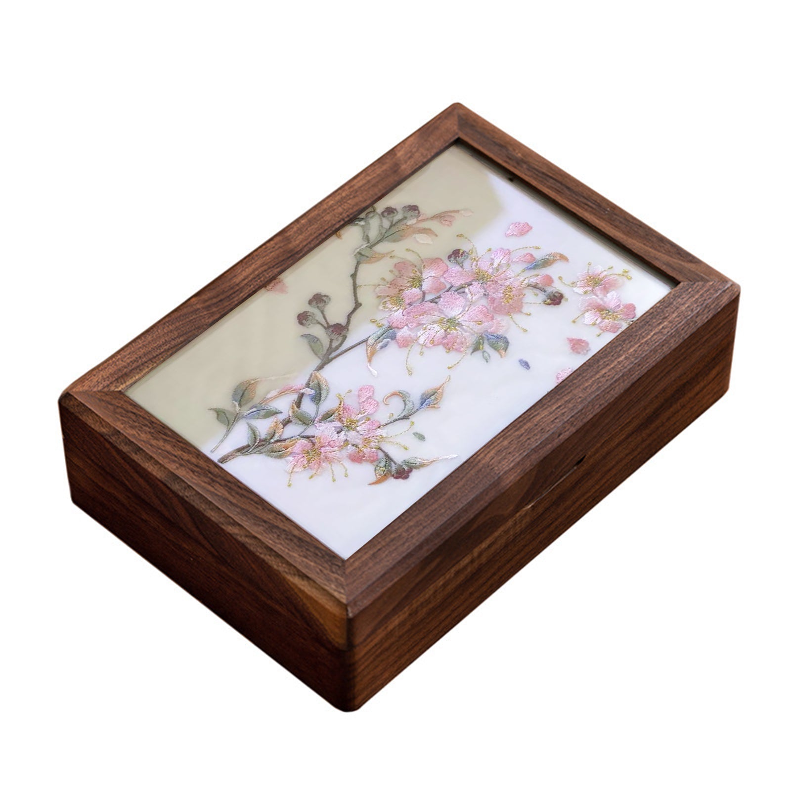 Handcrafted Solid Wood Jewelry Box – Chinese Embroidery, Dual Layer Storage for Daily Use or Gifting