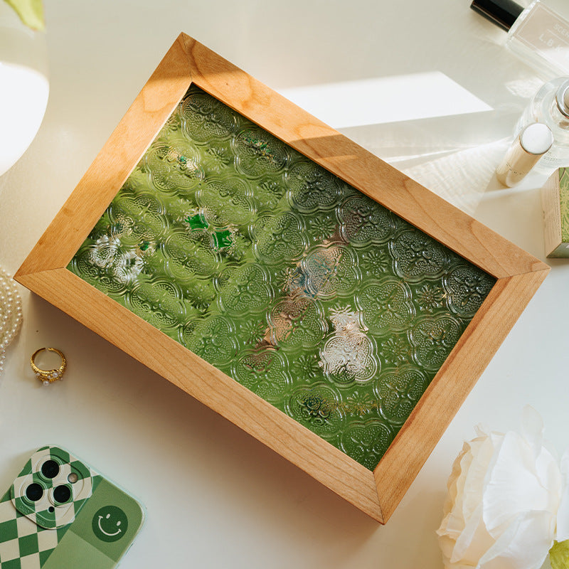 Handcrafted Wooden Jewelry Organizer with Glass Display & Secure Magnetic Closure