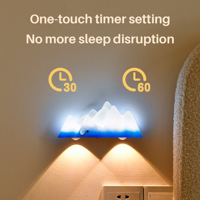 LED Wall Light with Motion Sensor Rechargeable Remote Control Snow Mountain Shape