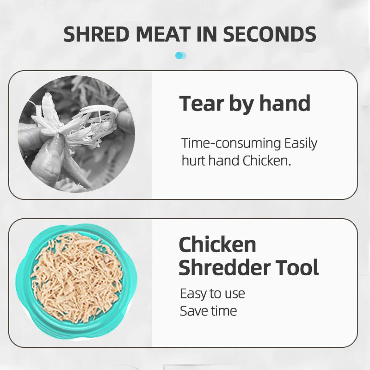 2025 Pro Chicken Shredder Tool Twist & Chop Meat Fast, Visible Lid, Anti-Slip Base, Food Grade, Dishwasher Safe