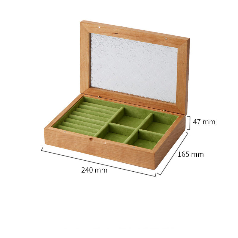 Handcrafted Wooden Jewelry Organizer with Glass Display & Secure Magnetic Closure