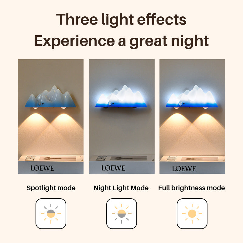 LED Wall Light with Motion Sensor Rechargeable Remote Control Snow Mountain Shape