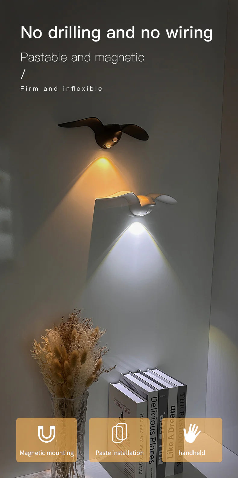 Motion Sensor Light for Indoor and Outdoor Use Waterproof Seagull Design Decorative Lamp