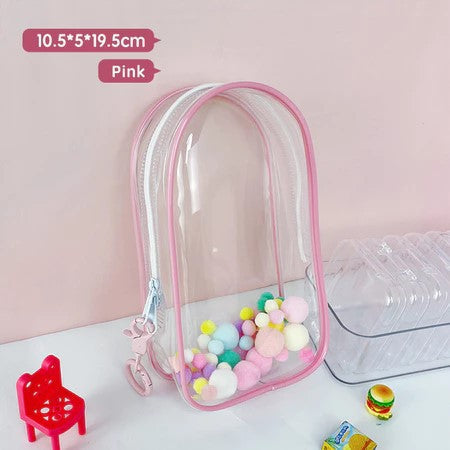 Labubu PVC Transparent Storage Bag – Cube-Shaped Dustproof Exhibition & Travel Carry Bag