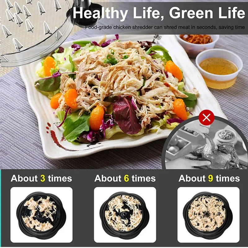 2025 Pro Chicken Shredder Tool Twist & Chop Meat Fast, Visible Lid, Anti-Slip Base, Food Grade, Dishwasher Safe