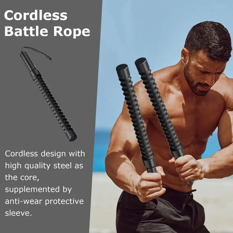 Cordless Battle Ropes Portable, Ropeless Workout Equipment for Home Gym, HIIT, and Low-Impact Full-Body Strength Training