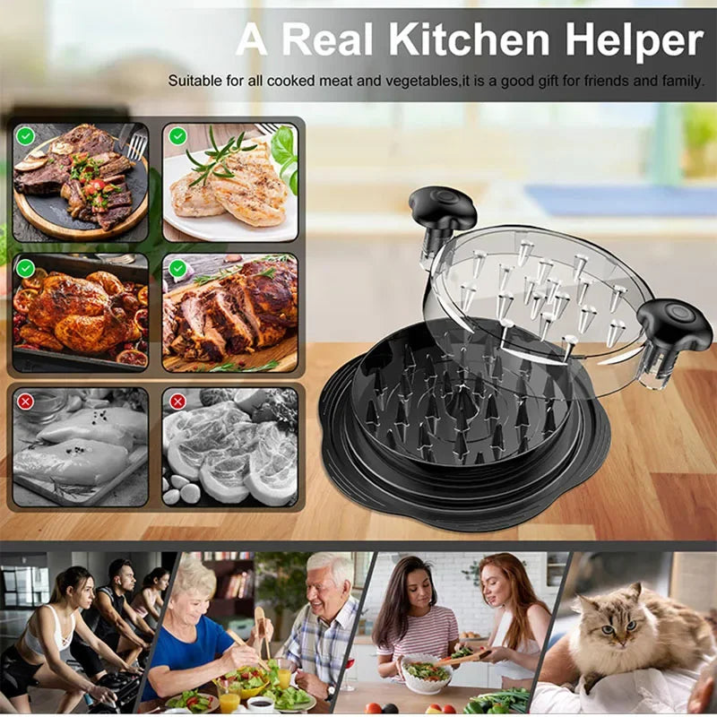 2025 Pro Chicken Shredder Tool Twist & Chop Meat Fast, Visible Lid, Anti-Slip Base, Food Grade, Dishwasher Safe