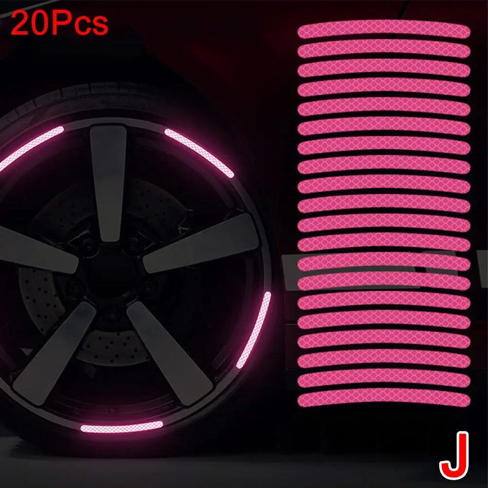 20pcs Reflective Tire Stickers Universal Fit for Motorcycle Bike Car Scooter Night Safety Use