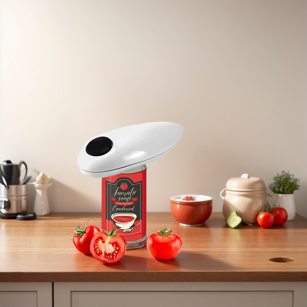 Automatic Electric Can Opener Smooth Edge Battery Operated Easy for Weak Hands Opens All Jar Types Effortlessly