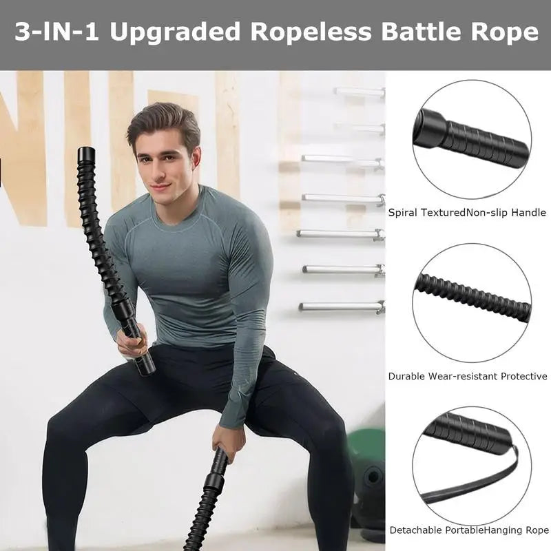 Cordless Battle Ropes Portable, Ropeless Workout Equipment for Home Gym, HIIT, and Low-Impact Full-Body Strength Training