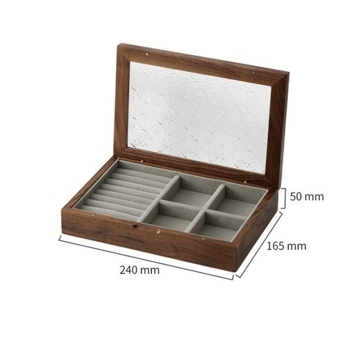 Handcrafted Wooden Jewelry Organizer with Glass Display & Secure Magnetic Closure