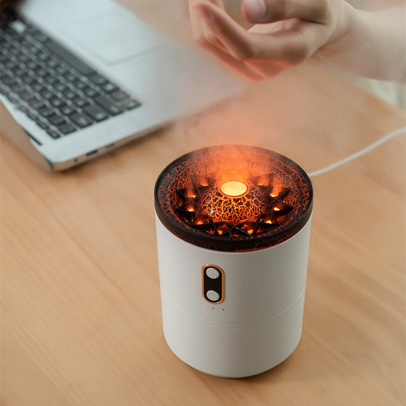 Creative Volcano Flame Diffuser Aroma Humidifier with Mesmerizing Jellyfish Mist Effect