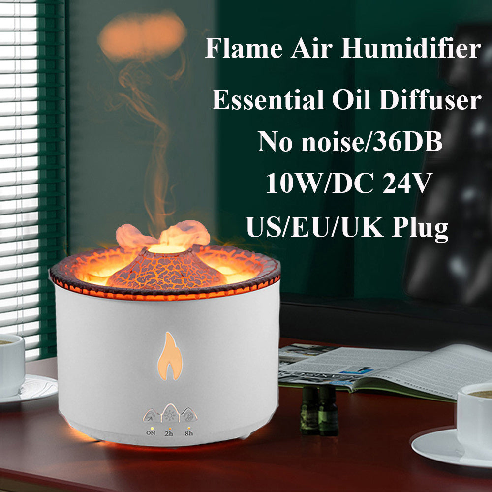 Creative Volcano Flame Diffuser Aroma Humidifier with Mesmerizing Jellyfish Mist Effect