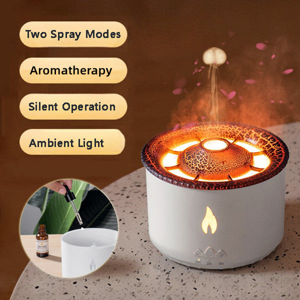 Creative Volcano Flame Diffuser Aroma Humidifier with Mesmerizing Jellyfish Mist Effect