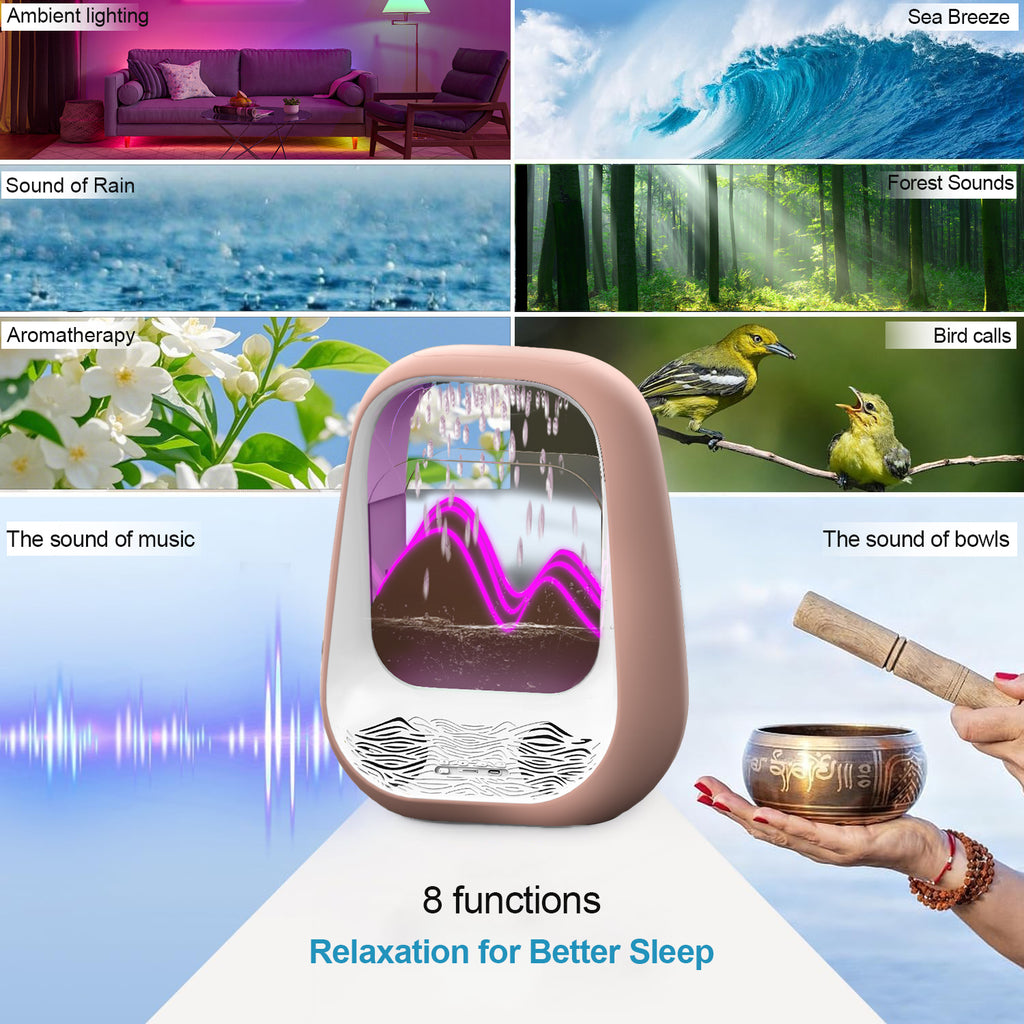 Raindrop Bluetooth Speaker with White Noise, Aroma Diffuser & LED Breathing Light for Stress Relief, Sleep Soundly