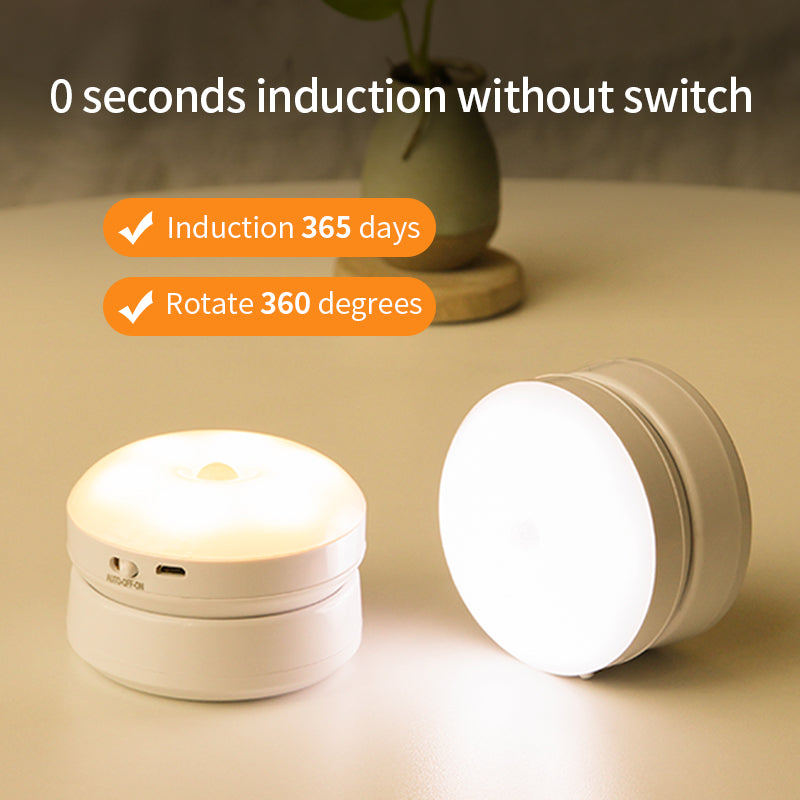 Mini LED Motion Sensor Night Light Rechargeable with 360° Rotation for Cabinets, Bedrooms and Entrances