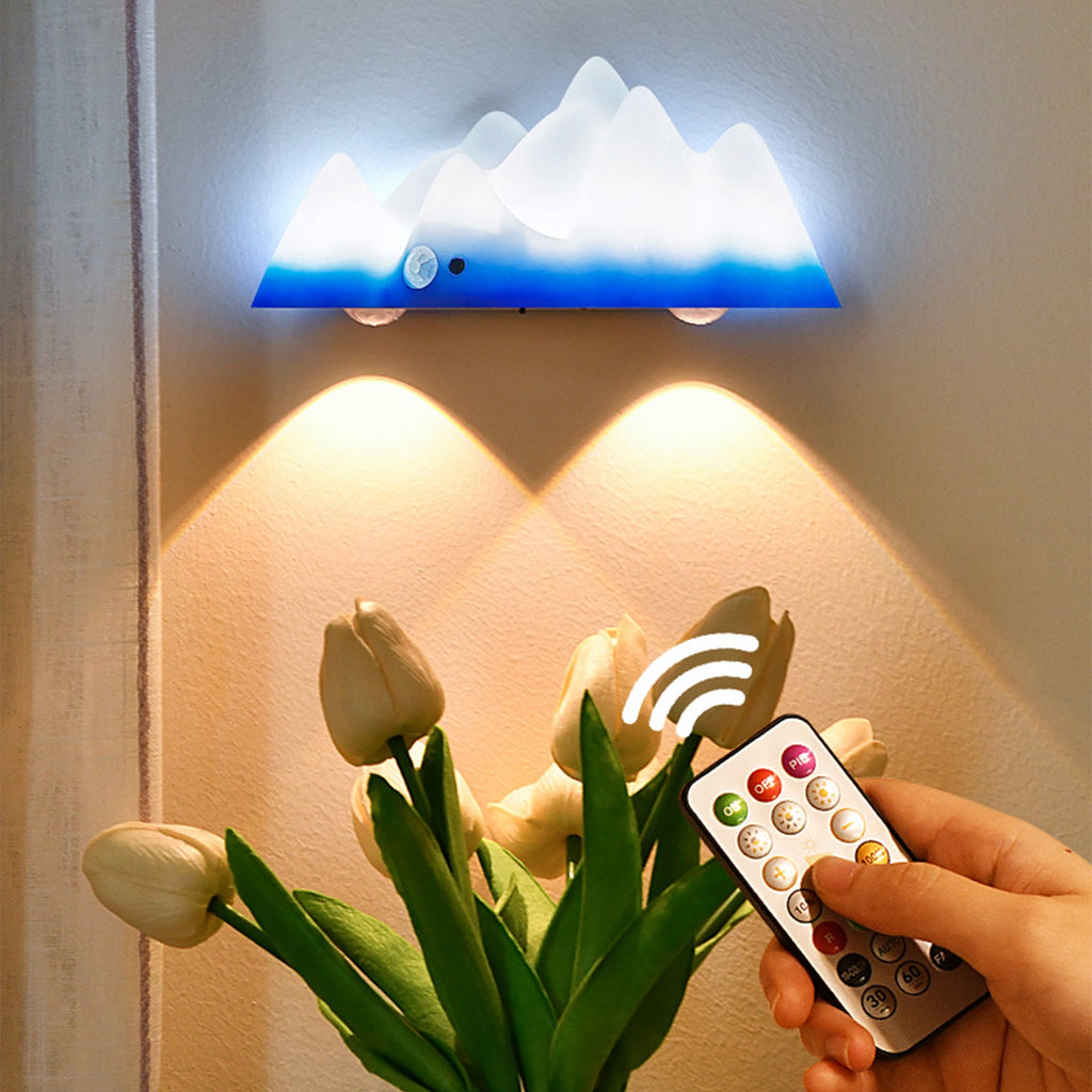 LED Wall Light with Motion Sensor Rechargeable Remote Control Snow Mountain Shape