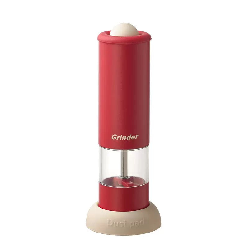 Salt and Pepper Grinder Electric One Touch Mill Adjustable Coarseness Visible Chamber Non Slip Base Multi Purpose Gift for BBQ and Party