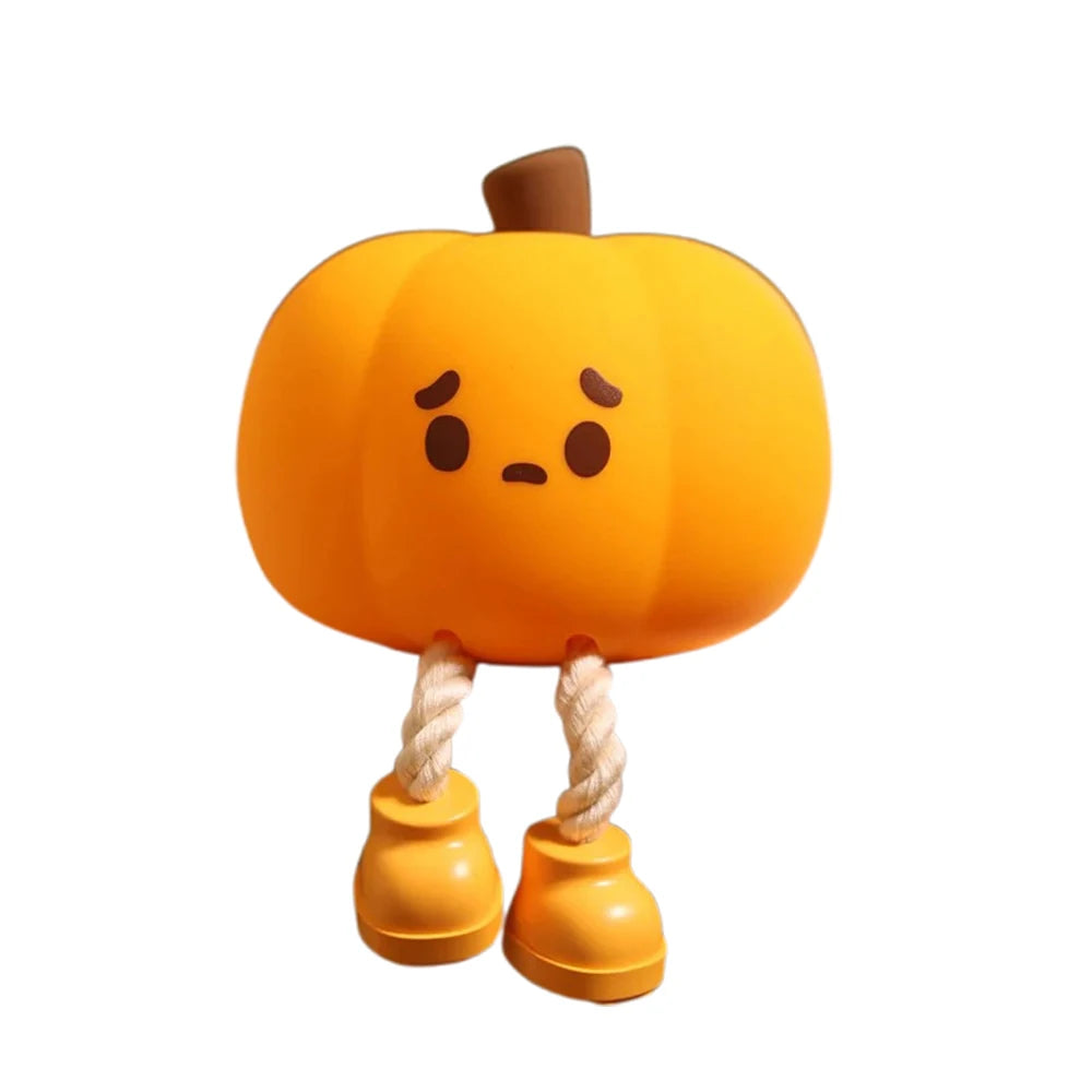 LED Pumpkin Night Lamp Squishy Silicone Rechargeable Light for Bedroom, Desk, Nursery & Seasonal Decor