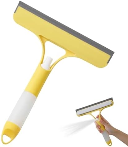 3-in-1 Window Cleaning Squeegee with Spray Bottle & Microfiber Scrubber Multi-Purpose Glass Cleaner Tool for Home, Kitchen, Car & Mirrors
