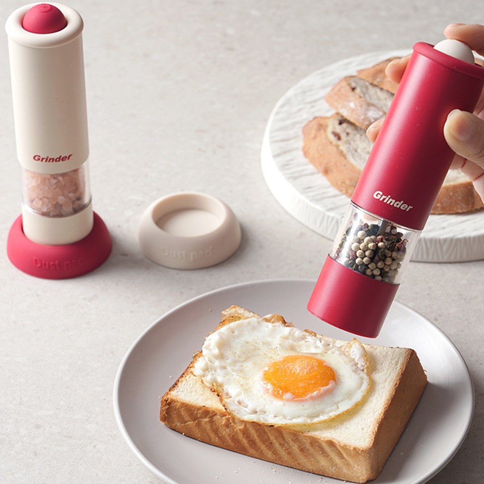 Salt and Pepper Grinder Electric One Touch Mill Adjustable Coarseness Visible Chamber Non Slip Base Multi Purpose Gift for BBQ and Party