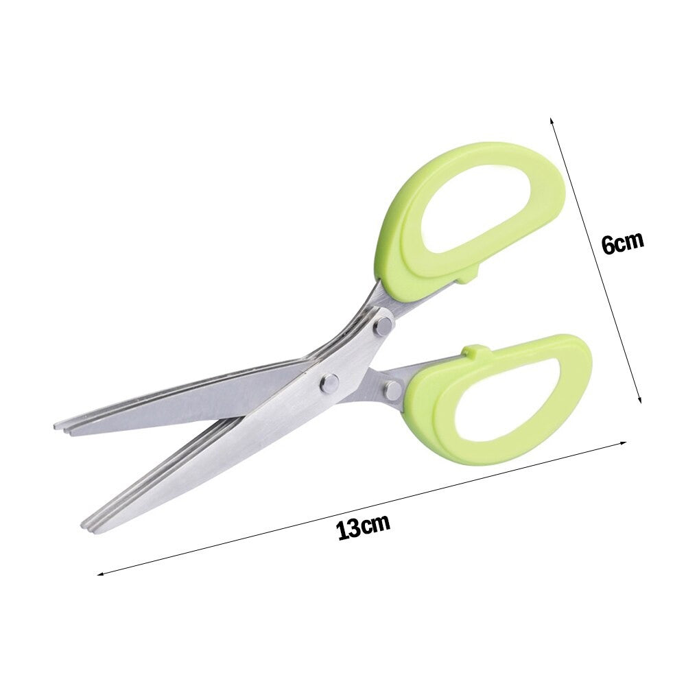 5-Blade Stainless Steel Herb Scissors with Cleaning Comb Multipurpose Kitchen Shears for Cutting Herbs, Onions, Chives, Basil