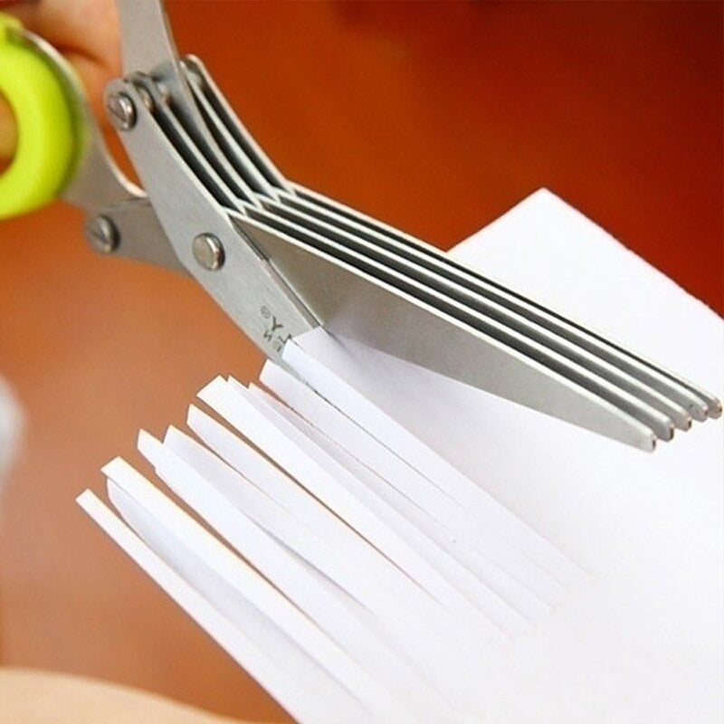 5-Blade Stainless Steel Herb Scissors with Cleaning Comb Multipurpose Kitchen Shears for Cutting Herbs, Onions, Chives, Basil