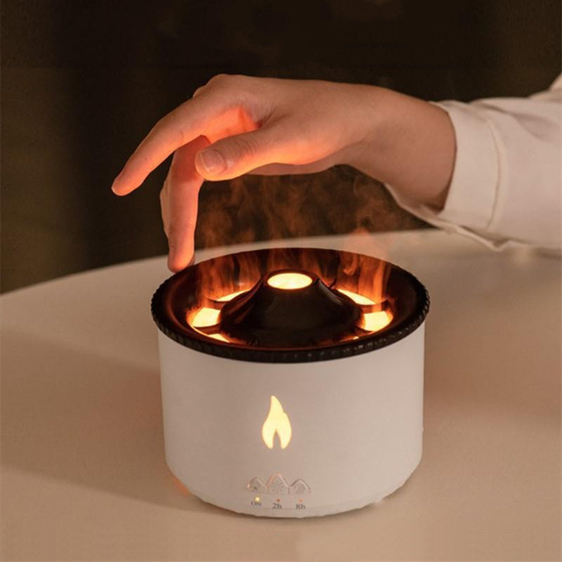 Creative Volcano Flame Diffuser Aroma Humidifier with Mesmerizing Jellyfish Mist Effect