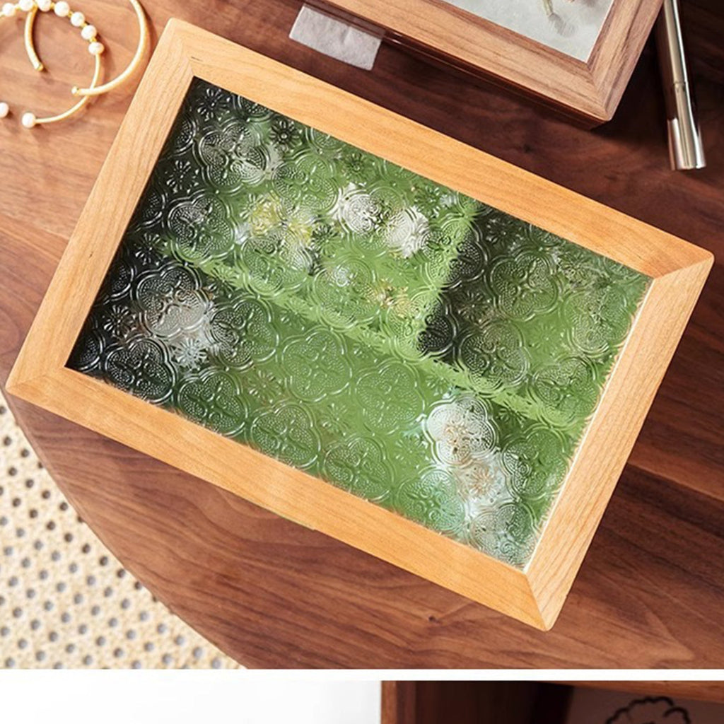 Wooden Jewelry Box Double Layer with Magnetic Closure Solid Wood Storage Organizer for Women