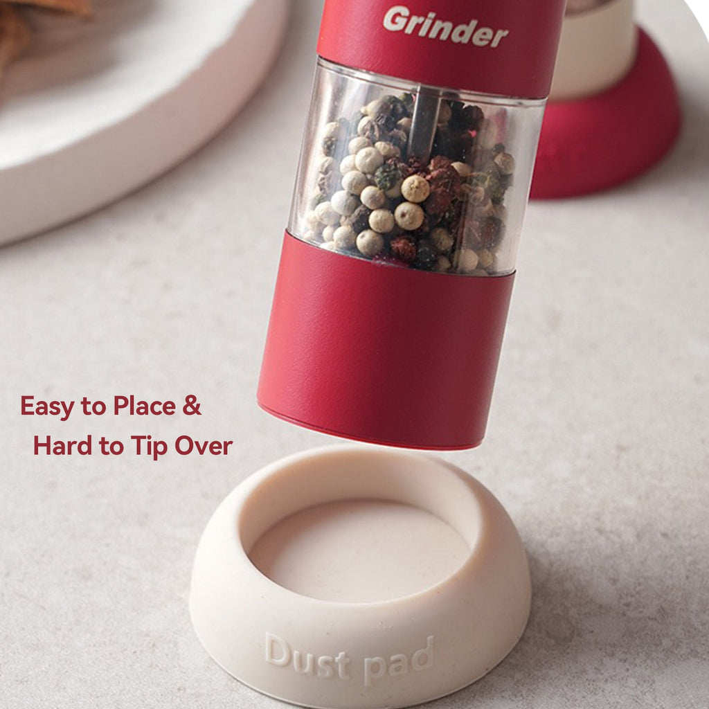 Salt and Pepper Grinder Electric One Touch Mill Adjustable Coarseness Visible Chamber Non Slip Base Multi Purpose Gift for BBQ and Party