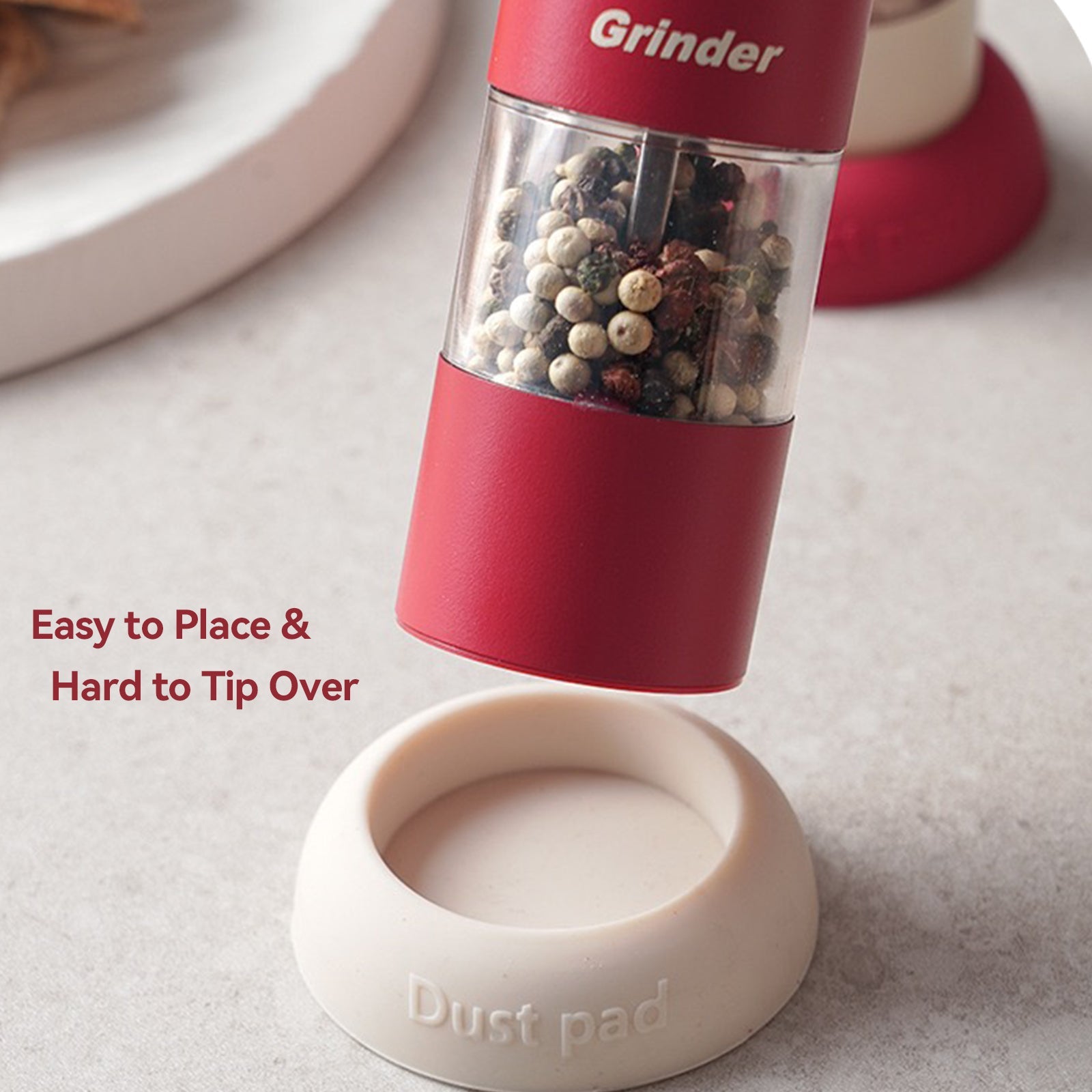 Salt and Pepper Grinder Electric One Touch Mill Adjustable Coarseness Visible Chamber Non Slip Base Multi Purpose Gift for BBQ and Party