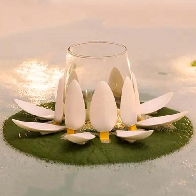 Floating Lotus Bath Stand Wine Glass Holder Wine Bottle Holder Tealight Candle Holder Lily Pad Bathroom Decor Shower Accessory