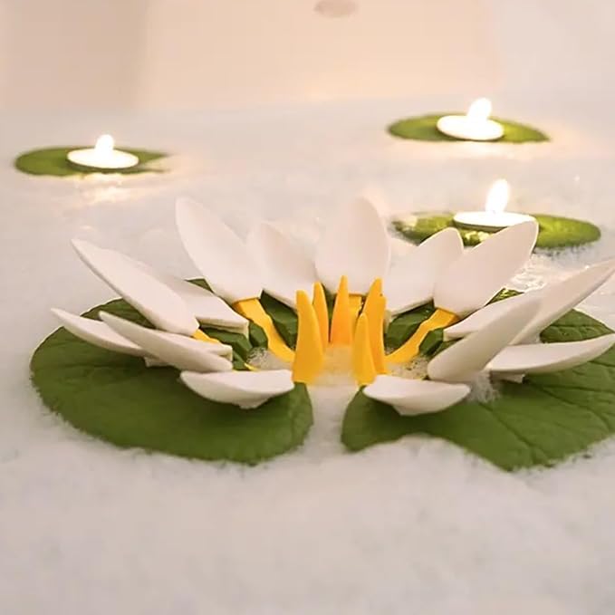 Floating Lotus Bath Stand Wine Glass Holder Wine Bottle Holder Tealight Candle Holder Lily Pad Bathroom Decor Shower Accessory