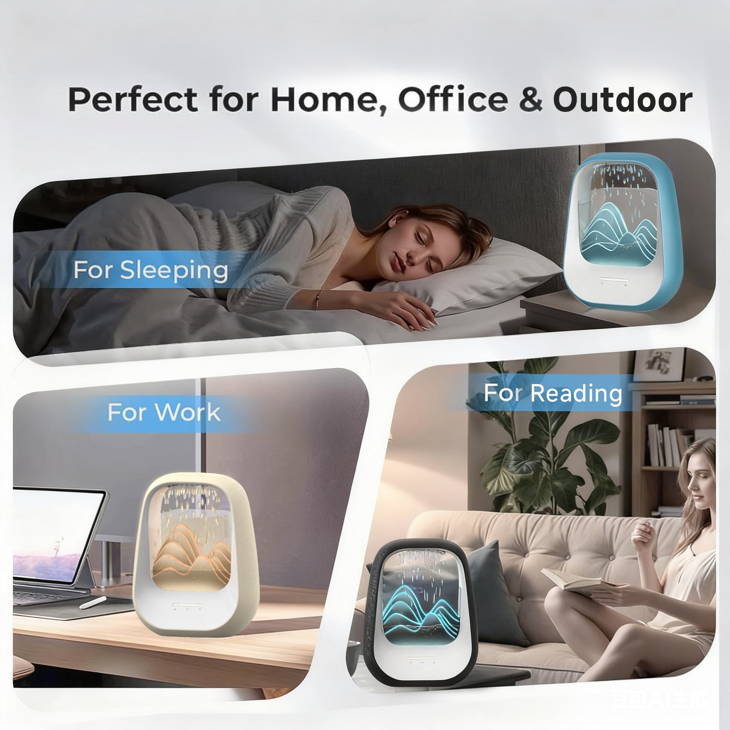 Raindrop Bluetooth Speaker with White Noise, Aroma Diffuser & LED Breathing Light for Stress Relief, Sleep Soundly