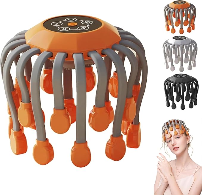 Electric Head Massager 20 Nodes Red Light Therapy Scalp Relaxation, Stress & Migraine Relief Tool