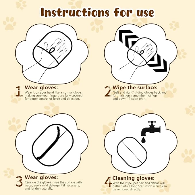 Pet Hair Remover Gloves Upgraded Double-Sided Grooming Glove for Cats and Dogs, Reusable & Washable with Electrostatic Grip