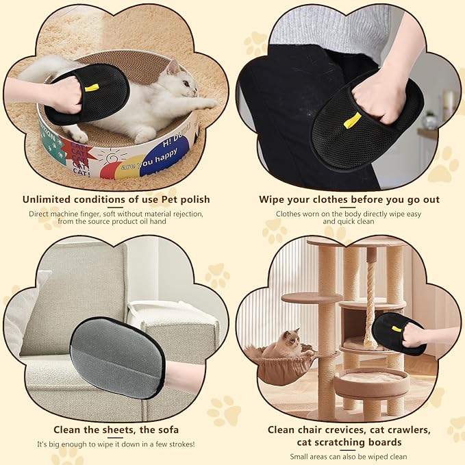 Pet Hair Remover Gloves Upgraded Double-Sided Grooming Glove for Cats and Dogs, Reusable & Washable with Electrostatic Grip