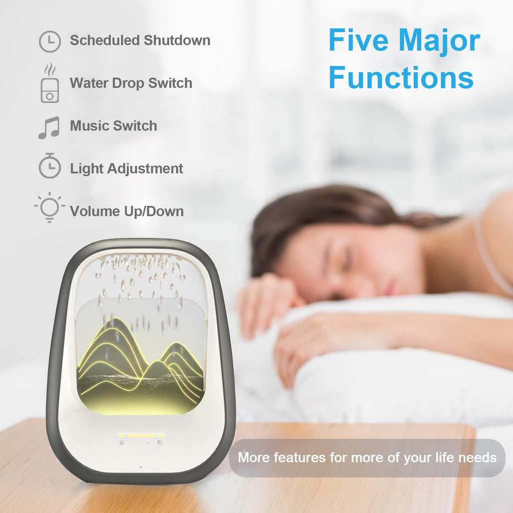 Raindrop Bluetooth Speaker with White Noise, Aroma Diffuser & LED Breathing Light for Stress Relief, Sleep Soundly