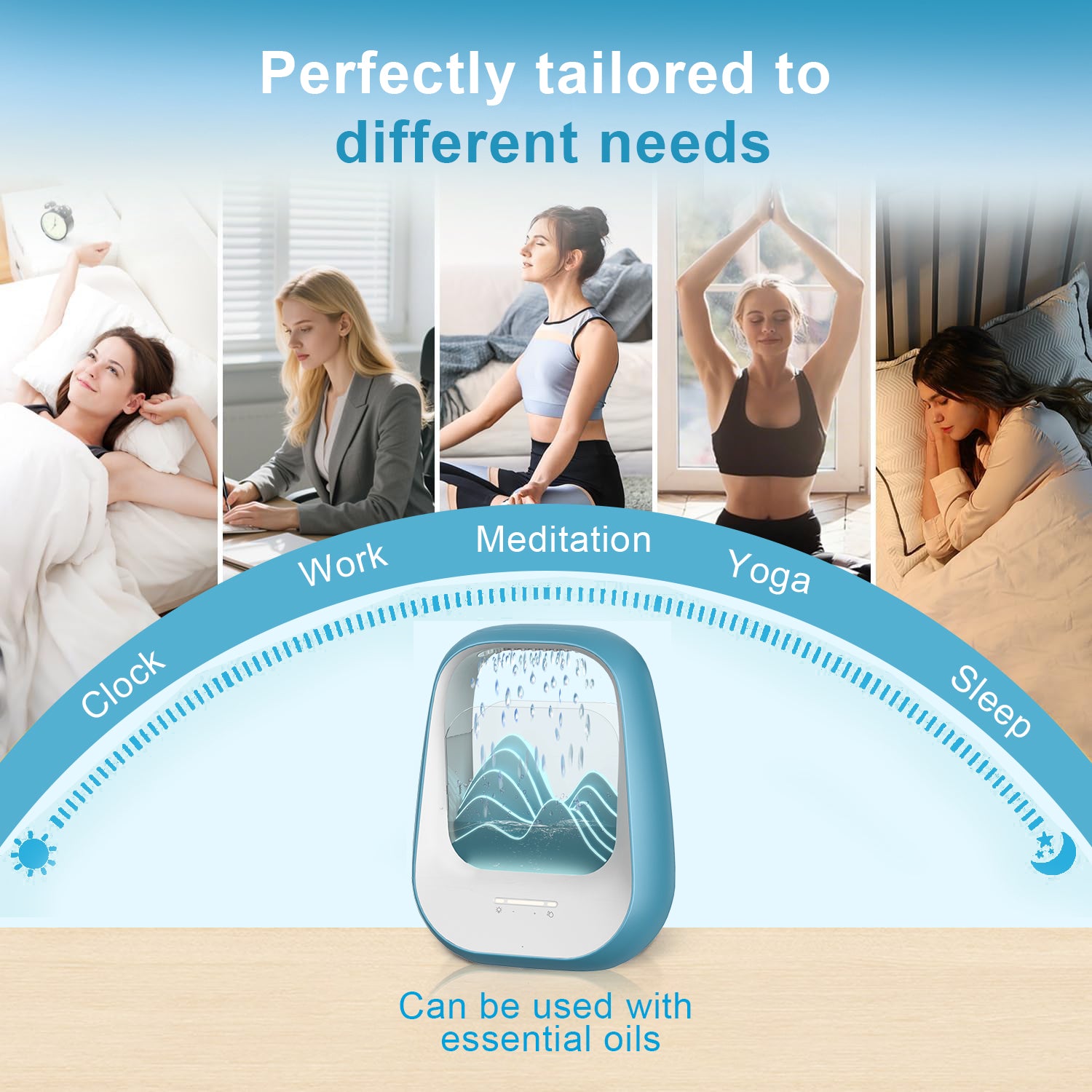 Raindrop Bluetooth Speaker with White Noise, Aroma Diffuser & LED Breathing Light for Stress Relief, Sleep Soundly