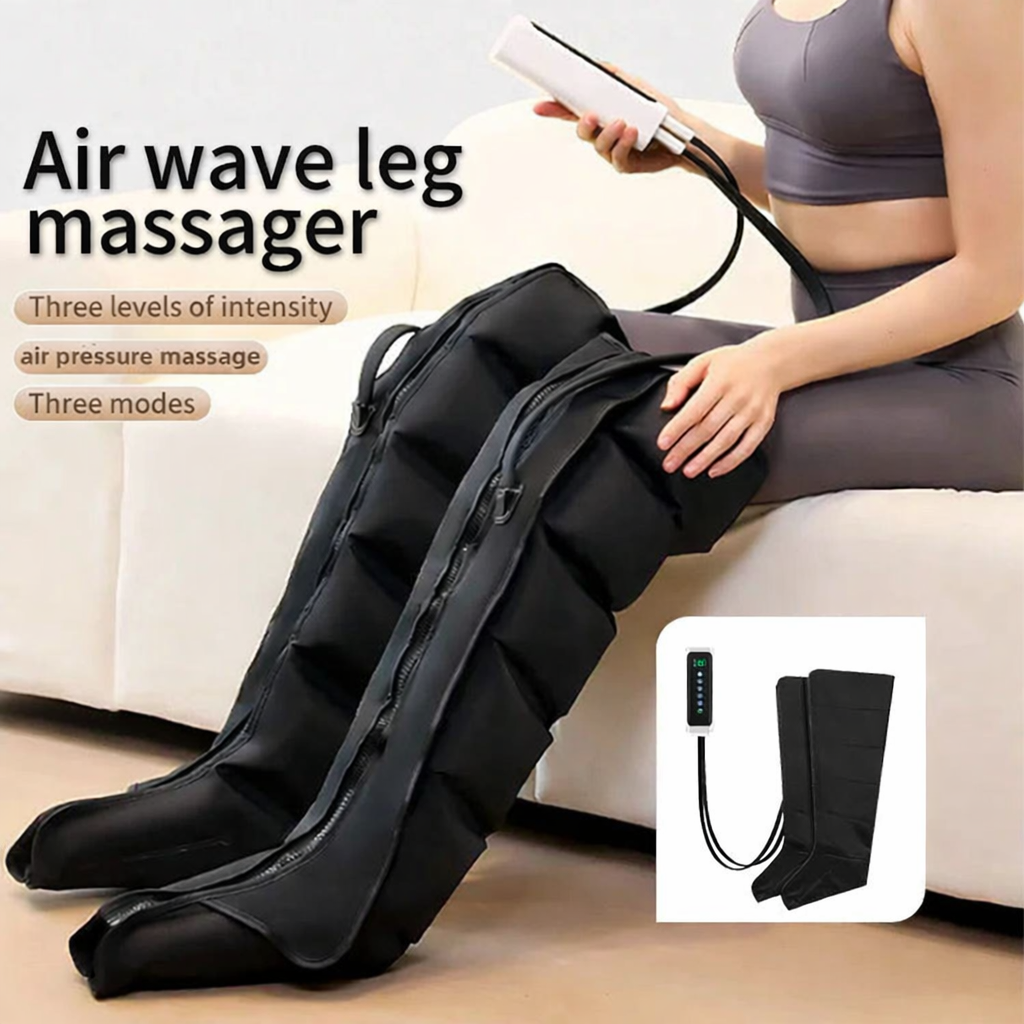 Electric Air Compression Leg Massager for Calf & Foot Kneading, Squeezing, Deep Relaxation with Remote Control