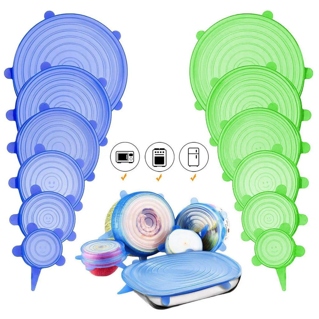 12-Pack Various Free Flexible Container Lids Food Covers For All Shape Of Containers