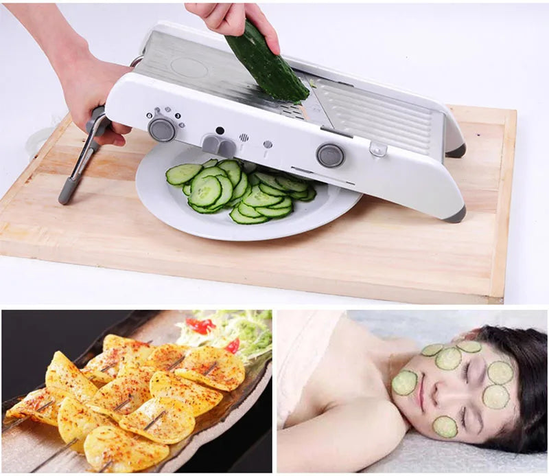 Multi-Purpose Mandoline Slicer Stainless Steel Vegetable & Fruit Cutter with Adjustable Blades
