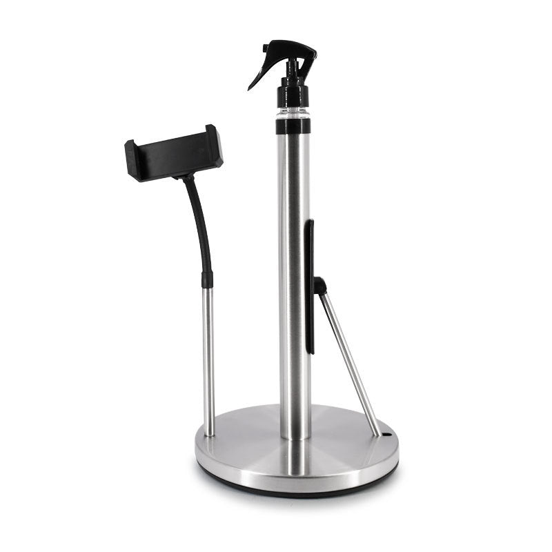 All-in-One Standing Paper Towel Holder with Refillable Spray Bottle & Phone Stand