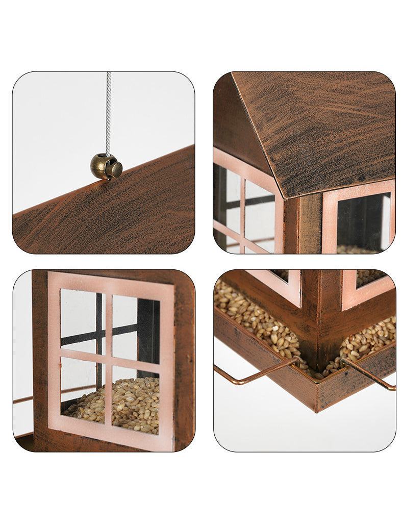 Outdoor Hanging Bird Feeder Metal Construction for Garden and Backyard Wild Birds