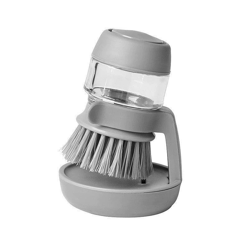 Soap Dispensing Dish Brush with Non-Scratch Bristles and Storage Stand for Pots and Pans