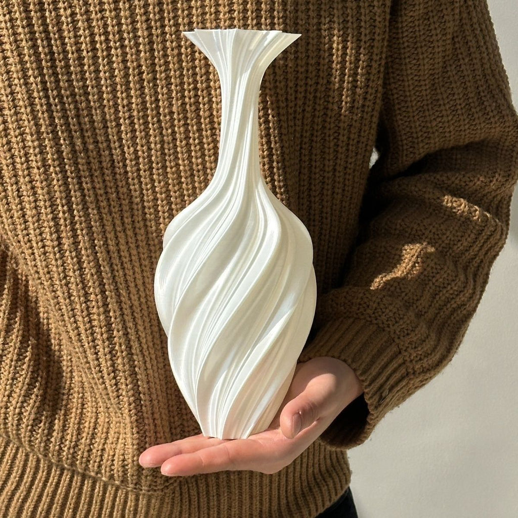 10 Inch 3D Printing Modern Abstract Flower Vase Twisted Design for Home and Office Decor