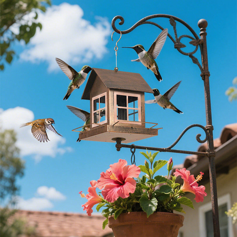 Outdoor Hanging Bird Feeder Metal Construction for Garden and Backyard Wild Birds